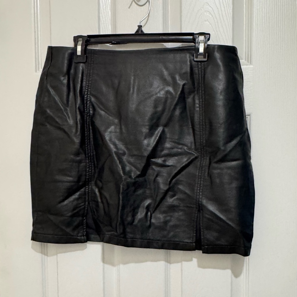 Mango Black Faux Leather Mini Skirt